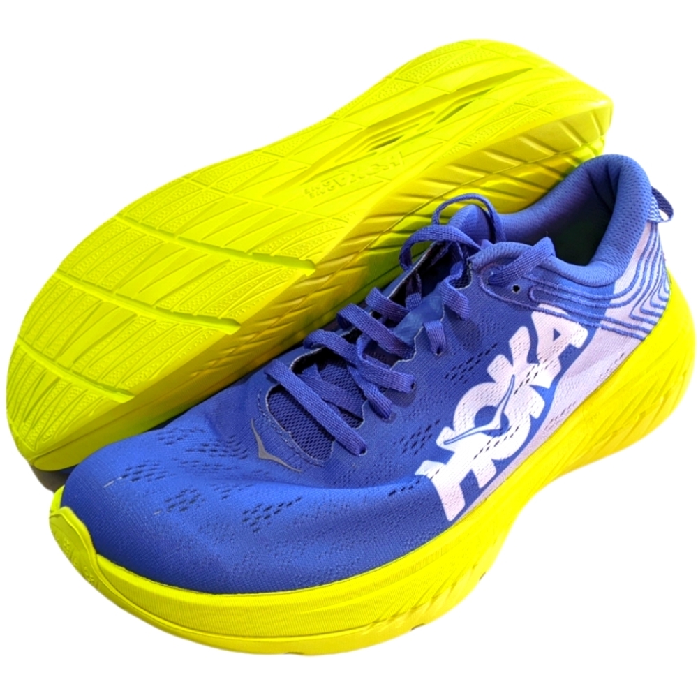 Hoka One One Men's 9 Carbon X Running Shoes Blue/Primrose